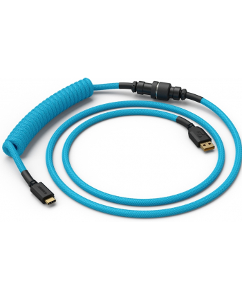 Glorious PC Gaming Race Coiled Cable Electric Blue, USB-C to USB-A Spiralcable - 1,37m light blue