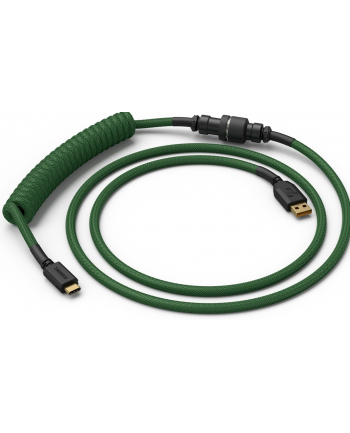 Glorious PC Gaming Race Coiled Cable Forest Green, USB-C to USB-A Spiralcable - 1,37m, green