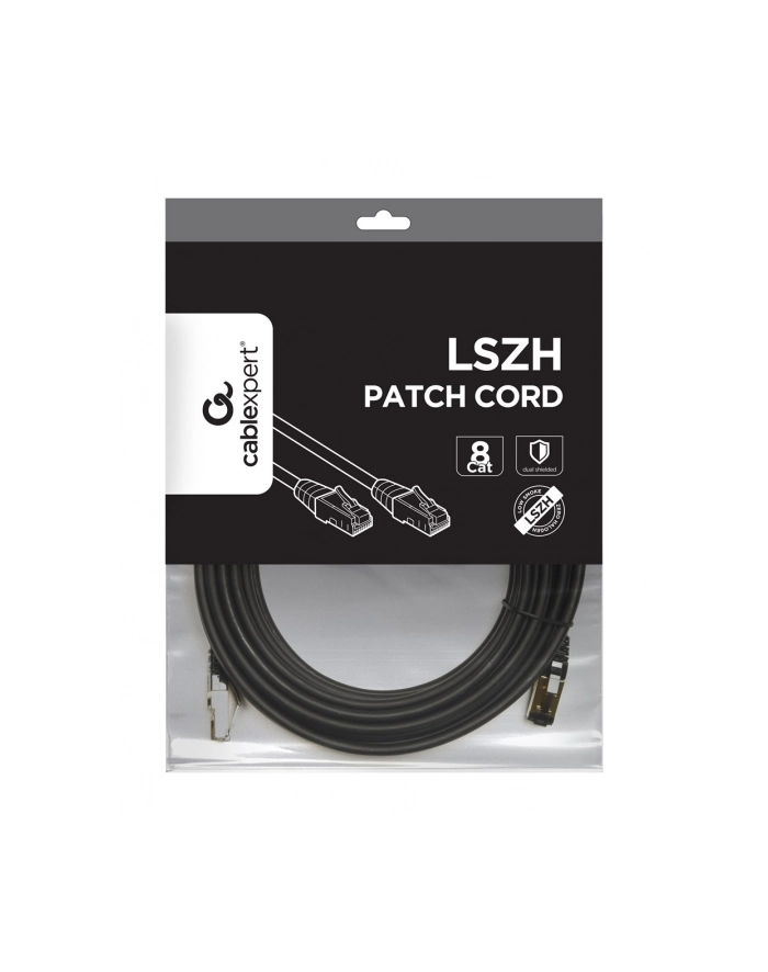 GEMBIRD PP8-LSZHCU-BK-10M S/FTP Kat. 8 LSZH patchcord czarny 10m główny