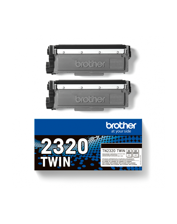 BROTHER TN2320 TWIN-pack Kolor: CZARNY toners BK 2600pages/cartridge główny