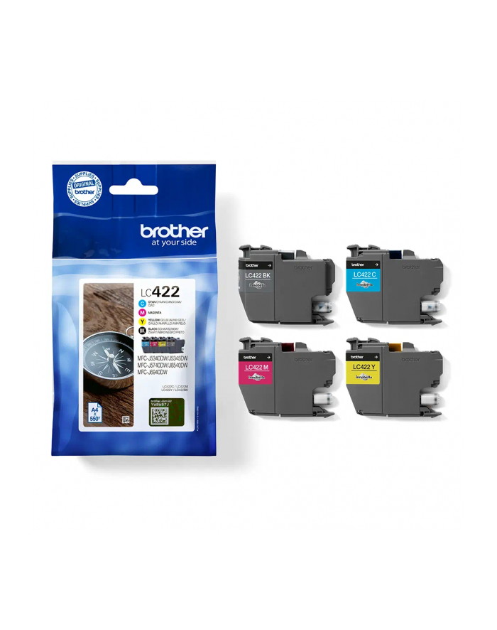 BROTHER Black Cyan Magenta and Yellow Ink Cartridges Multipack Each cartridge prints up to 550 pages - DR Version główny