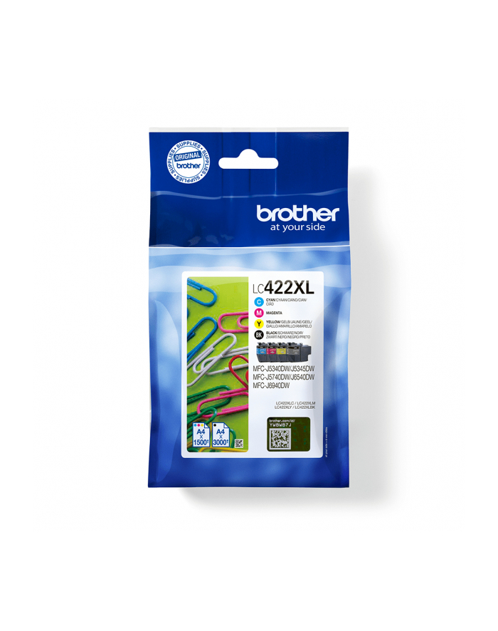 BROTHER Black Cyan Magenta and Yellow Ink Cartridges Multipack Each cartridge prints up to 1500 pages for CMY and 3000 for K - DR Ve główny
