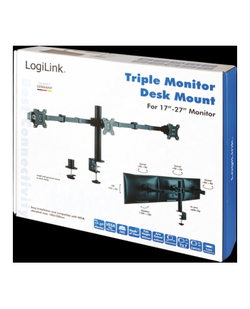 LOGILINK BP0107 Potrójny uchwyt na monitor 17-27inch regulowana długość ramienia