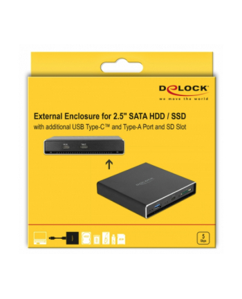 DeLOCK external enclosure for 2.5 ? SATA HDD / SSD, drive enclosure