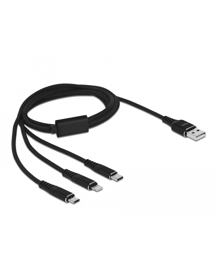DeLOCK USB 3in1 Lightn. mUSB / USB-C 1m - 87155 Kolor: CZARNY główny