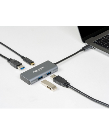 DeLOCK external USB 3.2 hub gy - USB3.2> 3 x USB Type-A + 1 x USB Type-C