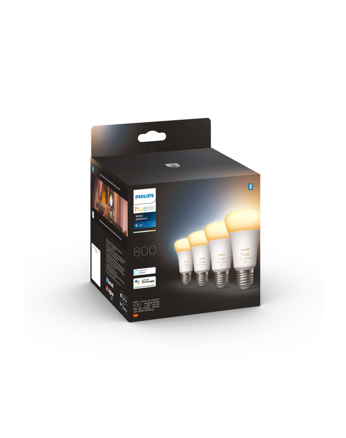 Philips Hue E27 pack of four 4x570lm 60W - White Amb. główny