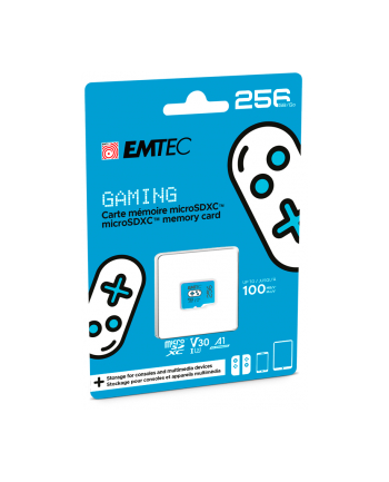 Emtec mSD 256GB UHSI U3 V30 A1 Gaming Bl