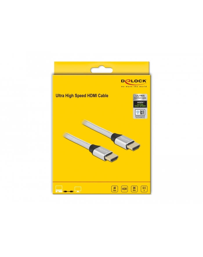 DeLOCK UHS HDMI 48Gbps 8K 60Hz 0.5m silver - 85365 główny