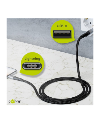 Goobay cable Lightning textile grey / silver 2.0m - 49269