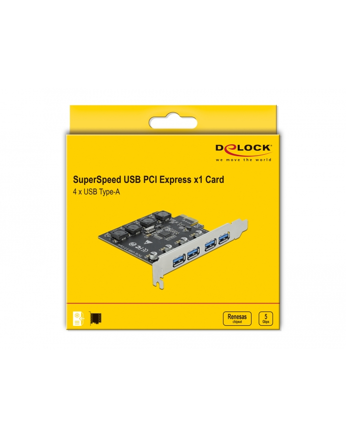 DeLOCK PCIe x1 K 4x ext USB-A BU SS USB - 90509 główny