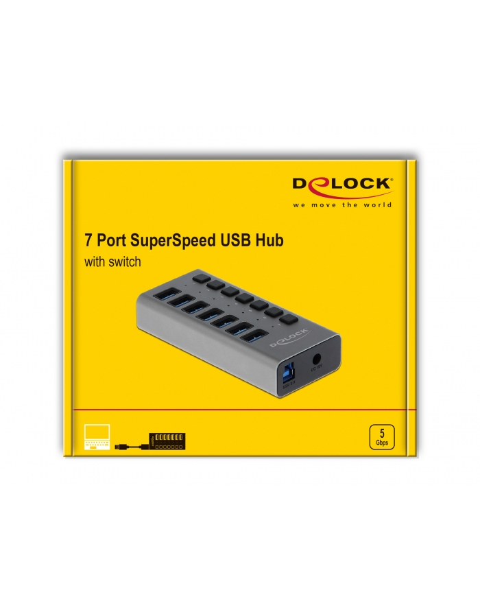 Delock External SS USB Hub 7Ports + Switch - 63669 główny