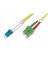 digitus Światłowodowy kabel krosowy (patch cord) jednomodowy SC APC/LC dplx OS2, LSOH, 2m, Żółty - nr 1