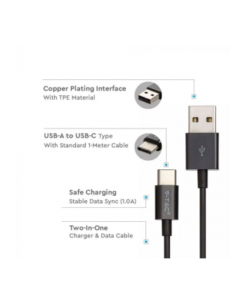 v-tac Kabel USB M - USB Typ-C 1m 1.0A Czarny