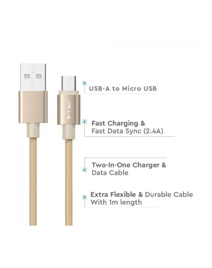 v-tac Kabel USB M - microUSB 1M 2.4A główny