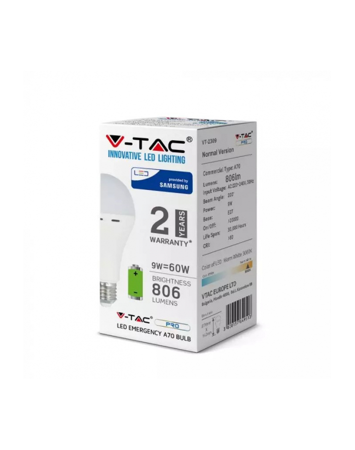 v-tac Żarówka LED Smart E27 9W A70 6400K 806lm główny