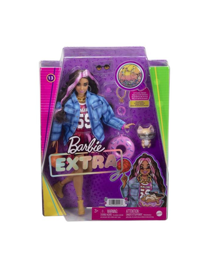 Barbie Lalka EXTRA MODA + akcesoria 13 HDJ46 GRN27 MATTEL główny