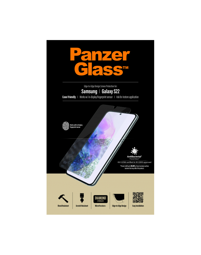 panzerglass Szkło hartowane E2E Microfracture Samsung S22 S901 Case Friendly AntiBacterial główny