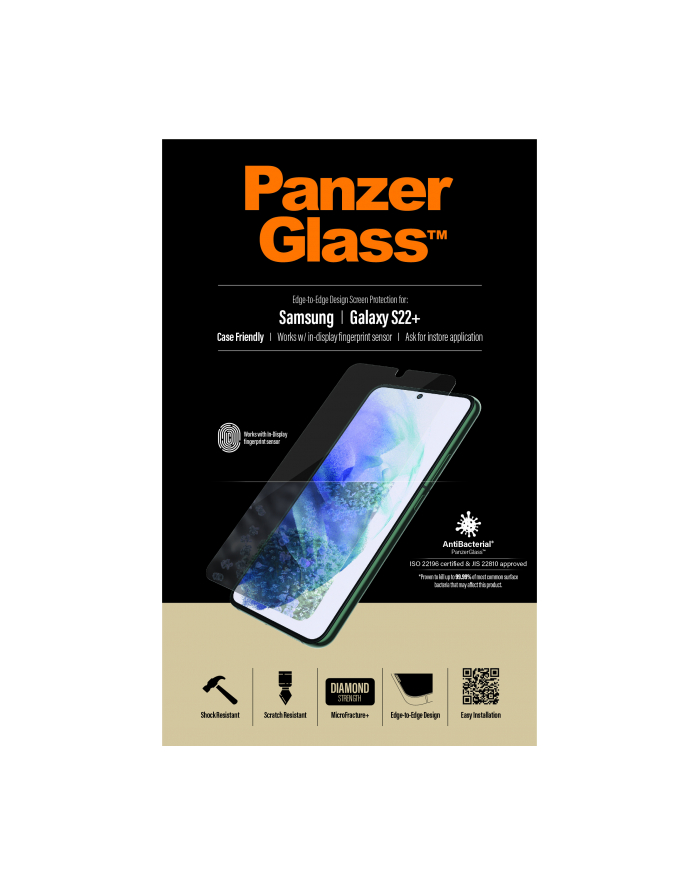 panzerglass Szkło hartowane E2E Microfracture Samsung S22+ S906 Case Friendly    AniBacterial główny