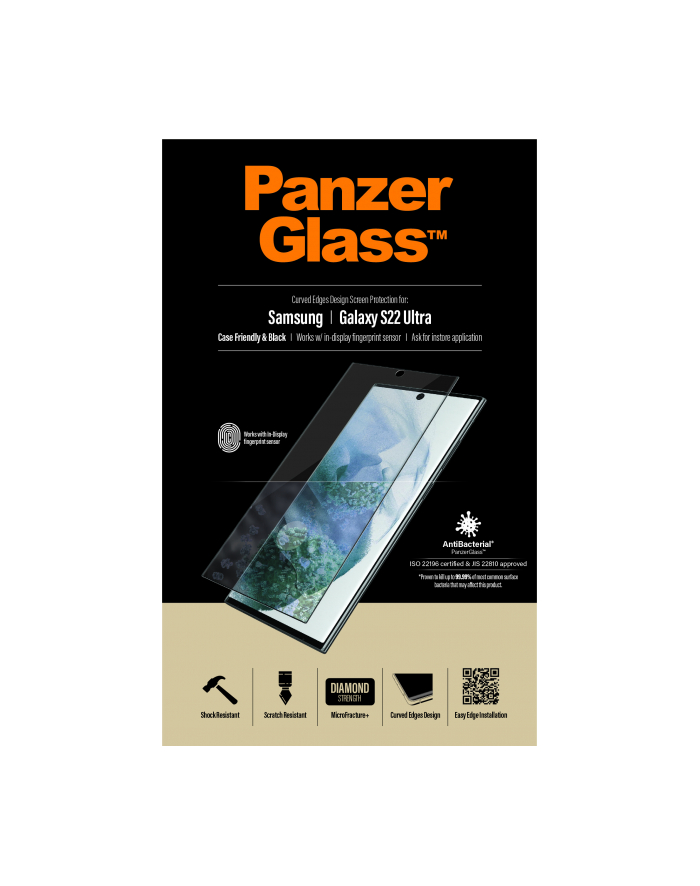 panzerglass Szkło hartowane E2E Microfracture Samsung S22 Ultra G908 Case Friendly AntiBacterial główny