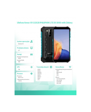 ulefone Smartfon Armor X9 3/32GB IP68/IP69K LTE DS 5000 mAh Zielony