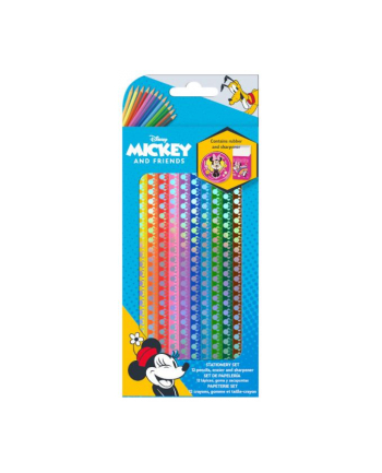 Kredki 12 kolorów z temperówką i gumką Minnie Mouse WD21724 Kids Euroswan