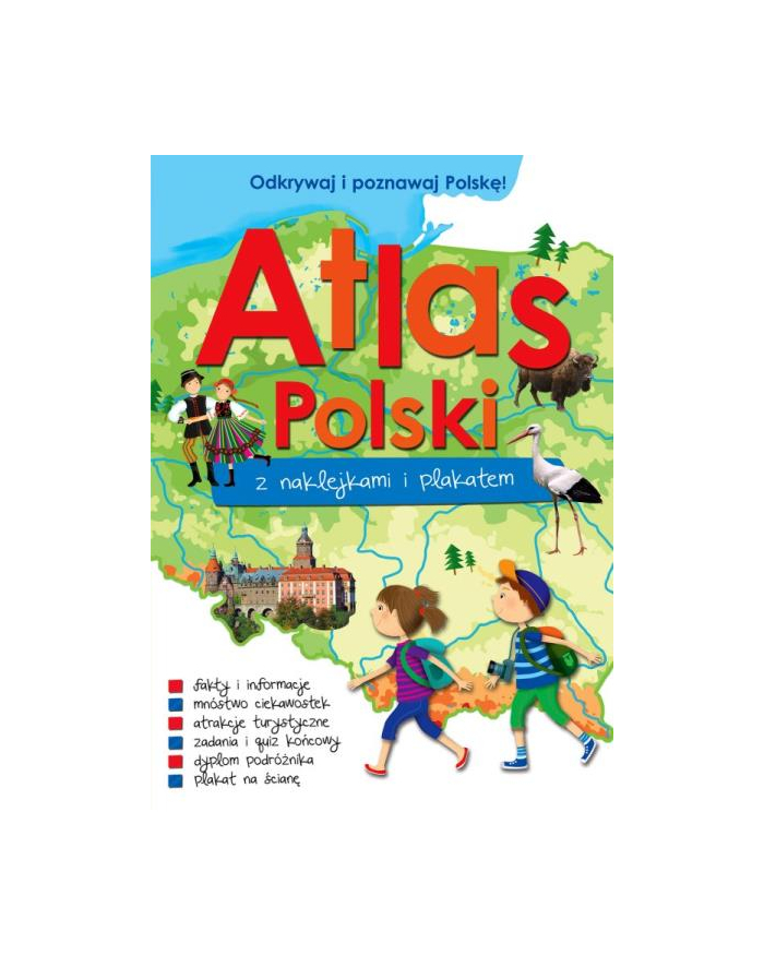 foksal Książka Atlas Polski z naklejkami i plakatem główny
