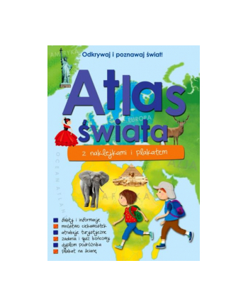 foksal Książka Atlas świata z naklejkami i plakatem