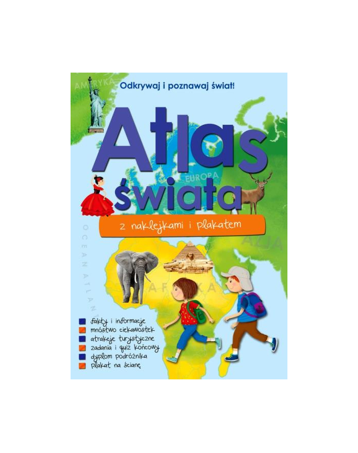 foksal Książka Atlas świata z naklejkami i plakatem główny