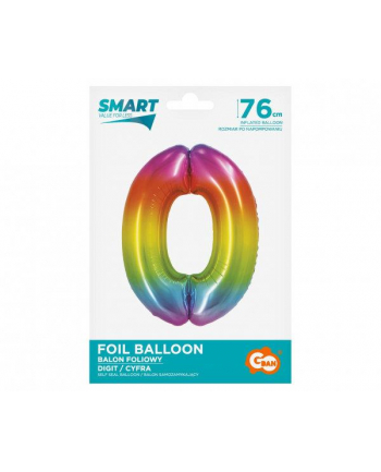 godan Balon foliowy Smart Cyfra 0 tęczowa 76cm CH-STC0