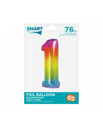 godan Balon foliowy Smart Cyfra 1 tęczowa 76cm CH-STC1