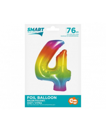 godan Balon foliowy Smart Cyfra 4 tęczowa 76cm CH-STC4