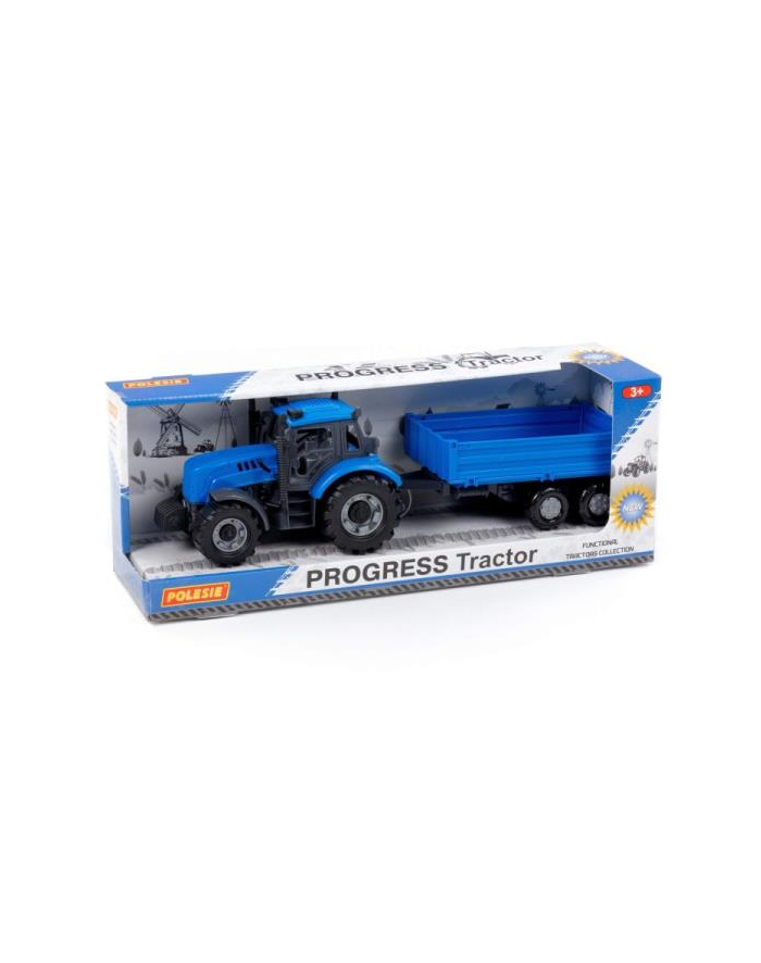Polesie 91253 Traktor '';Progres''; inercyjny z przyczepą burtową niebieski w pudełku główny
