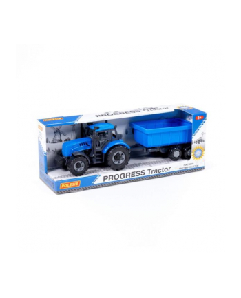 Polesie 91277 Traktor '';Progres''; inercyjny z przyczepą niebieski w pudełku