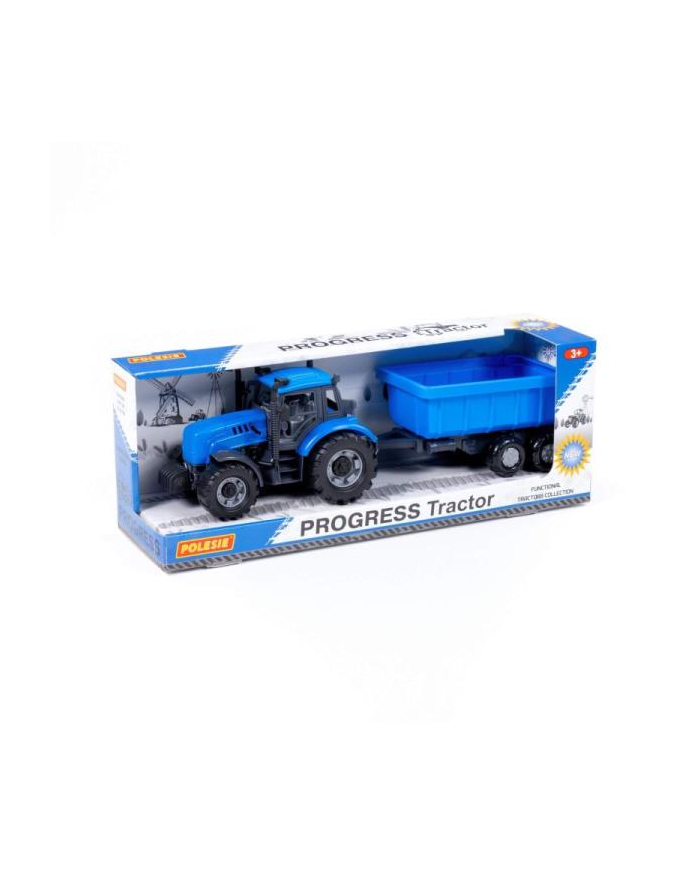 Polesie 91277 Traktor '';Progres''; inercyjny z przyczepą niebieski w pudełku główny