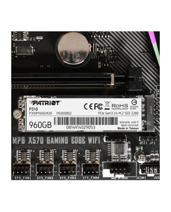 patriot Dysk SSD P310 960GB M.2 2280 2100/1800 PCIe NVMe Gen3 x 4