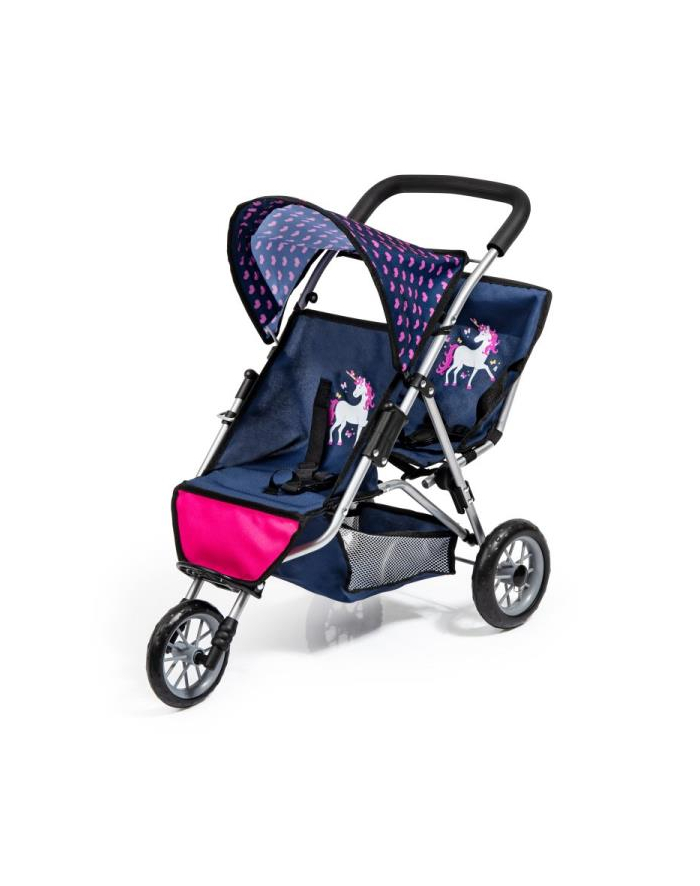 Bayer Wózek dla lalek bliźniaczy - Jogger DUO niebieski z jednorożcem 39154AA główny