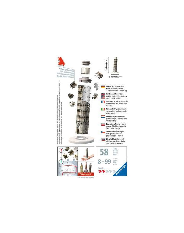 Puzzle 3D Mini budowle Krzywa wieża w Pizie 112470 RAVENSBURGER główny
