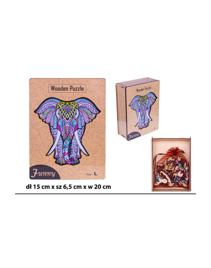 Puzzle drewniane Słoń skrzynka 1006087 NORIMPEX główny