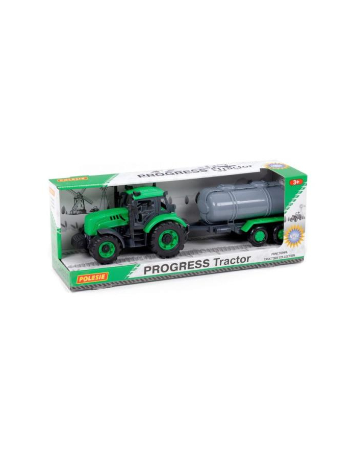Polesie 91567 Traktor ''; Progres''; inercyjny z przyczepą custerną zielony w pudełku główny