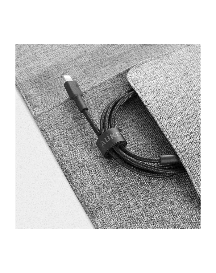 aukey CB-CL02 Black nylonowy kabel Lightning-USB C | USB Power Delivery USB-PD | 1.2m | certyfikat MFi Apple główny