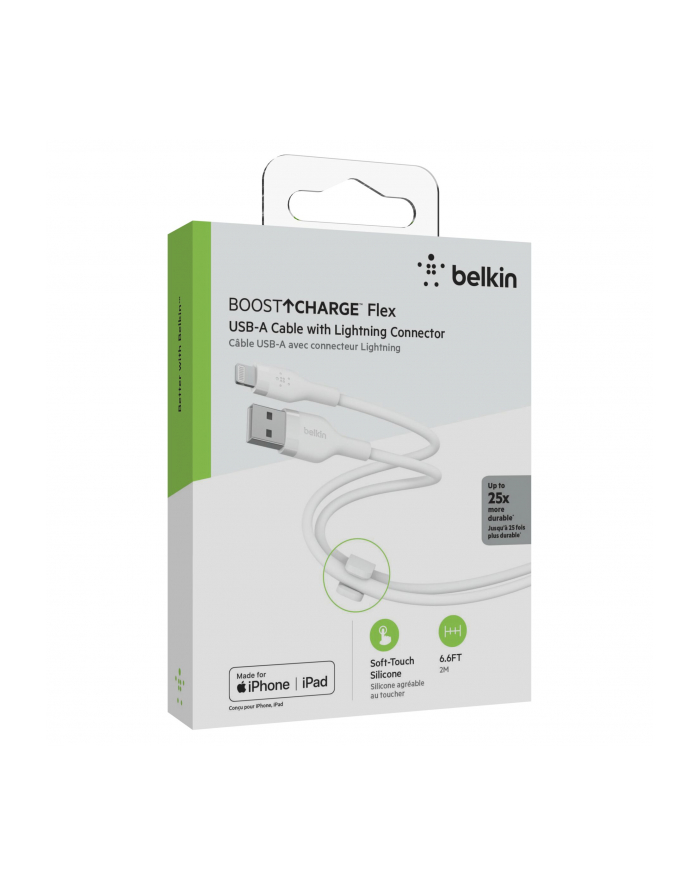 belkin Kabel BoostCharge USB-A do Ligtning silikonowy 2m, biały główny