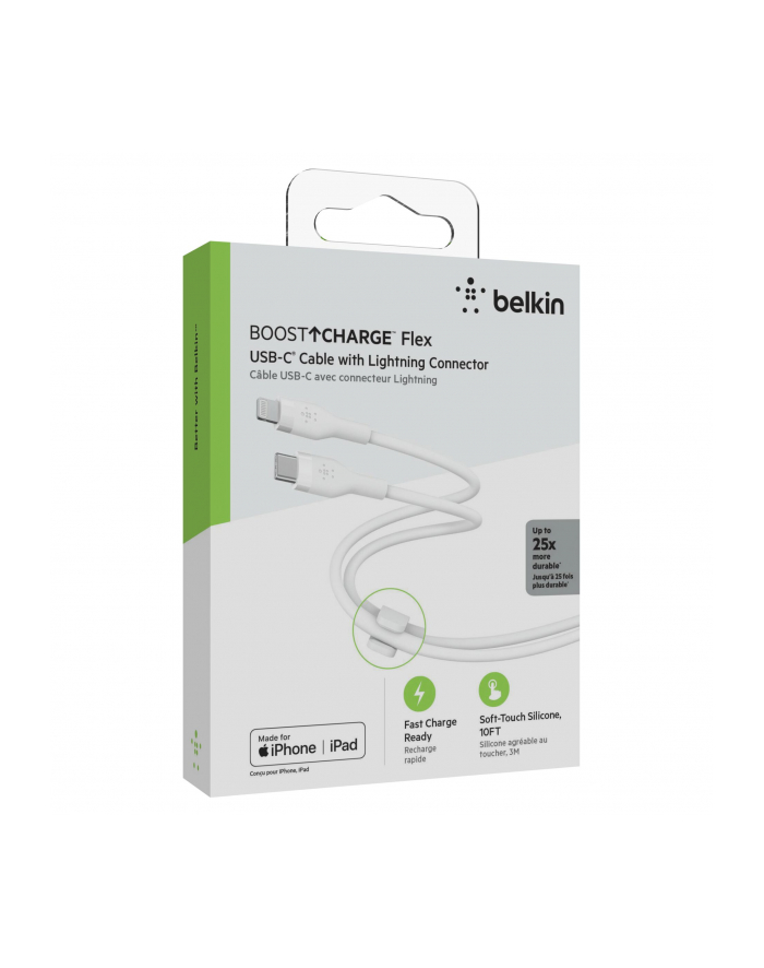 belkin Kabel BoostCharge USB-C do Lightning silikonowy 3m, biały główny