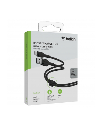 belkin Kabel BoostCharge USB-A do USB-C silikonowy 3m, czarny