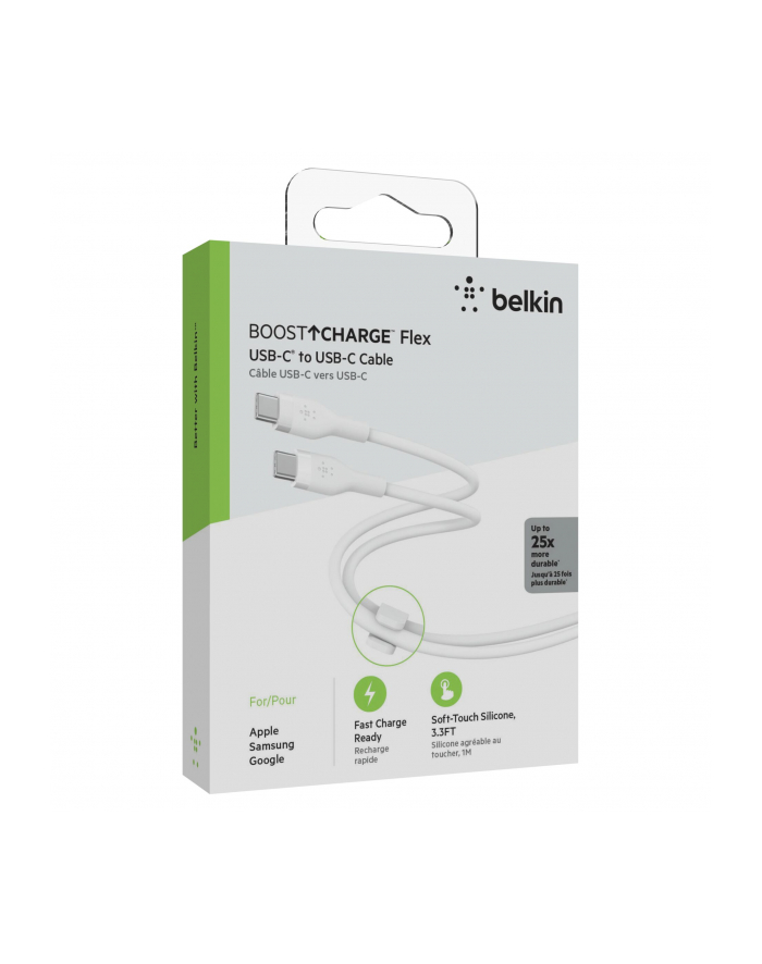 belkin Kabel BoostCharge USB-C do USB-C 2.0 silikonowy 1m, biały główny