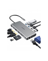 aukey CB-C78 aluminiowy HUB USB-C | 12w1 | RJ45 Ethernet 10/100/1000Mbps | 2xUSB 3.1 | 2xUSB 2.0 | 2xHDMI 4k@30Hz | VGA | SD i microSD | USB-C | USB-C - nr 1
