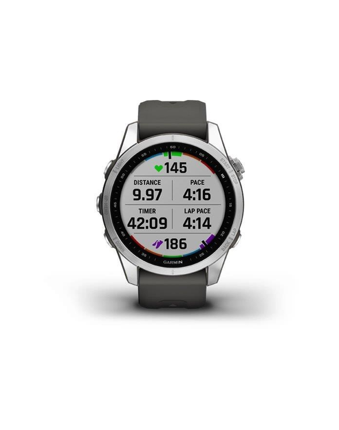 Garmin Fenix 7S srebrny z grafitowym paskiem główny