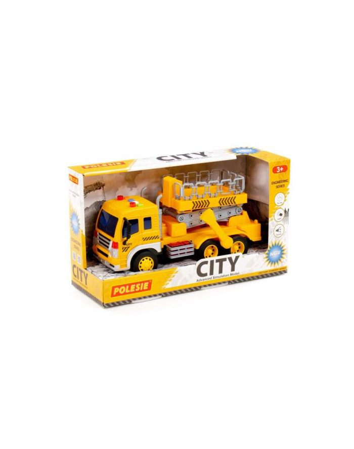 Polesie 89762 Samochód ciężarowy CITY z podnośnikiem światło, dźwięk, żółty główny