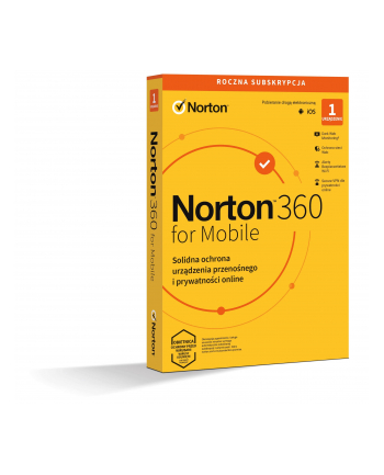 Oprogramowanie Norton360 Mobile PL 1 użytkownik, 1 urządzenie, 1 rok 21426915