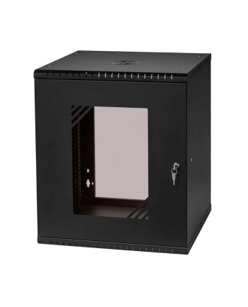 NETRACK Hanging Cabinet ECO-Line Rack 19inch 12U / 450mm - Kolor: CZARNY glass door